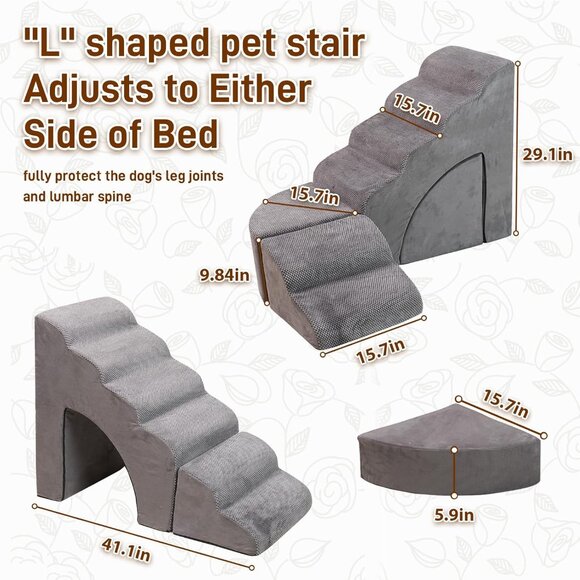 Foam Dog Stairs & Steps Ramps for High Beds 30 inches Tall for Small Dogs and Ca - Picture 5 of 9